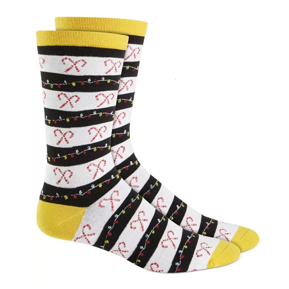 Club Room Men's 1-Pair Holiday Crew Socks, Candy Cane Stripe, Shoe Size 7-12